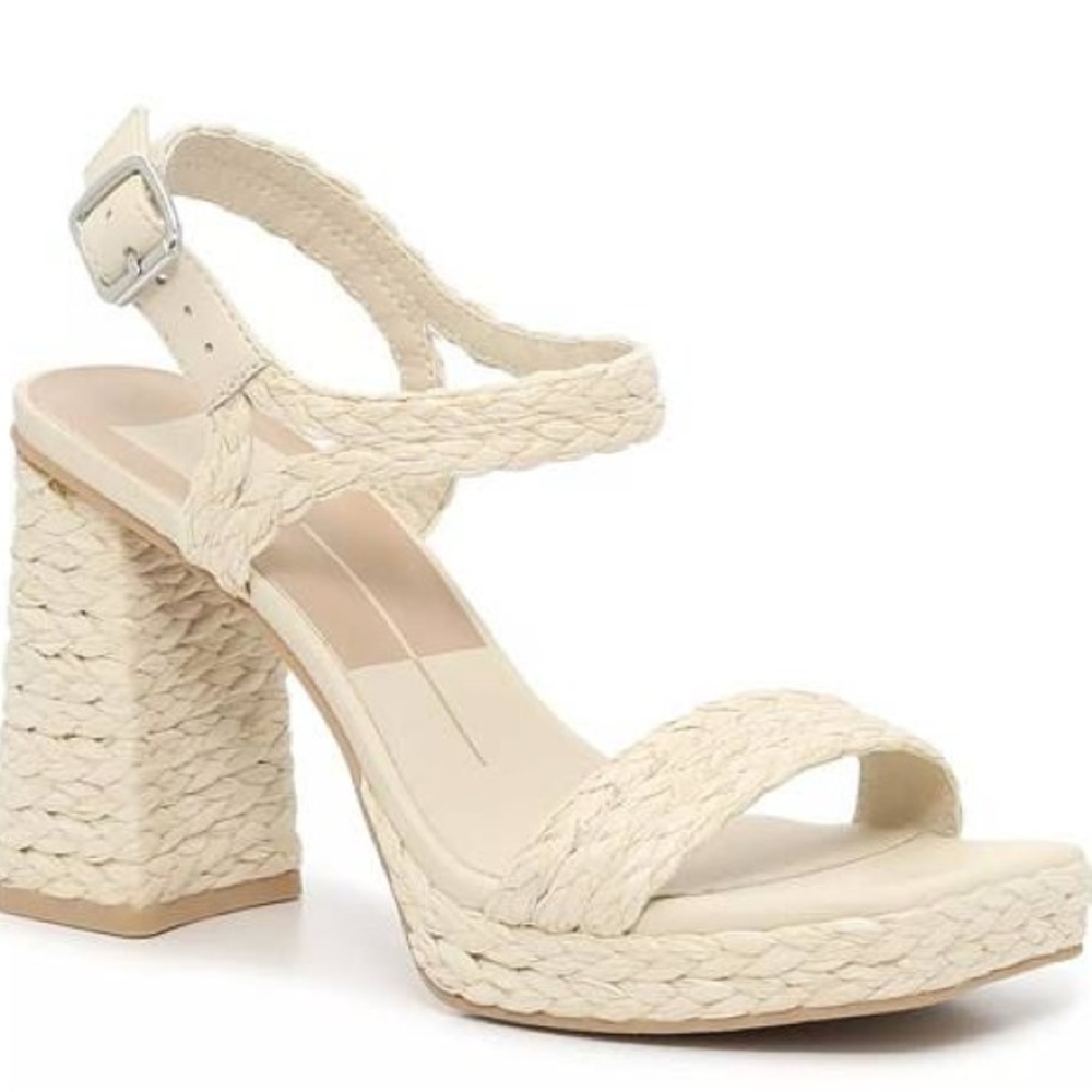 Dolce Vita Cream Alansa Sandals with Chunky Heel